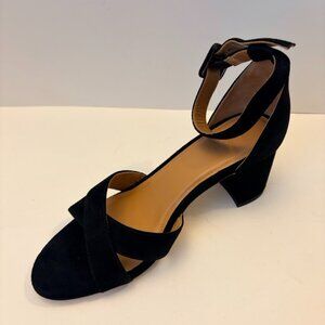 Quince Italian Leather Crisscross Block Heel Sandal Size 7 NWT